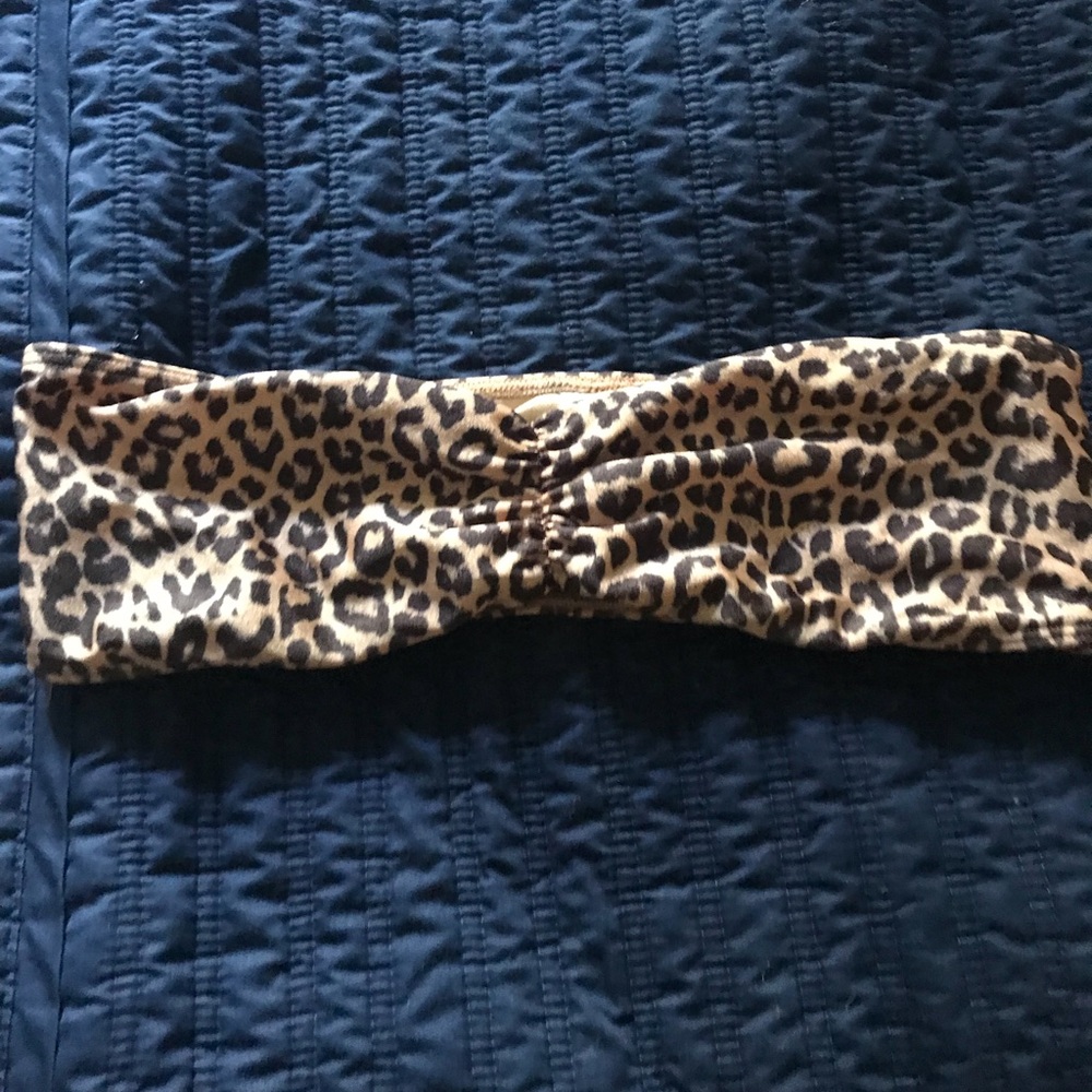 Leopard bandeau bikini top